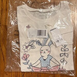 Carter's White and Pink Floral Bunny Tee